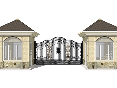 European-style entrance gate model