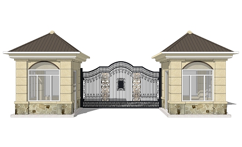 European-style entrance gate 3d model