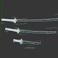Traditional Japanese Swords With Different Lengths Sharp Blades And Black Wrapped Handles