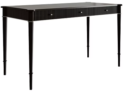 Black Sleek Modern Functional Desk With Slender Legs And Drawers With Metal Handles 3d model