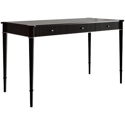 Black Sleek Modern Functional Desk With Slender Legs And Drawers With Metal Handles 3d model
