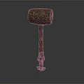 Traditional Metal Hammer With Ornate Carvings And Decorative Handle Design