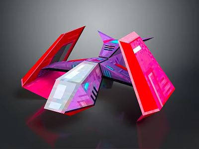 Colorful Abstract Geometric Structure With Red Pink Purple Polygonal Design 3d model