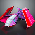Colorful Abstract Geometric Structure With Red Pink Purple Polygonal Design