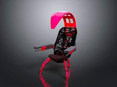 Modern Red And Black Chair Featuring Geometric Frame And Ergonomic Design 3d model