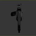 Futuristic Sci Fi Weapon With Gray Black Orange Mechanical Design And Grip