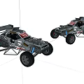 Two RC Off Road Desert Buggies With Number 75 And 5 And REDT Logo
