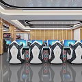 Modern Internet Cafe Interior With Multiple Gaming Computers And Stylish Setup 3d model