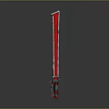 Red Long Knife Weapon Featuring Metal Handle And 3D Rendered Gray Background