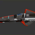Futuristic 3D Spaceship Model With Gray Body Red Blue Accents And Sleek Design