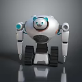 Cute Robot Character With Panda Face Mechanical Arms Tracked Legs And Round Body Design