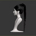 Game and Movie Character Mannequin with Black Bun Hairstyle White Torso Gray Background