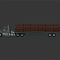 Green Heavy Duty Logging Truck Carrying Stacked Timber Logs For Transportation
