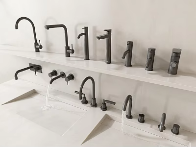 Modern faucet combination stainless steel faucet wall drain faucet 3d model