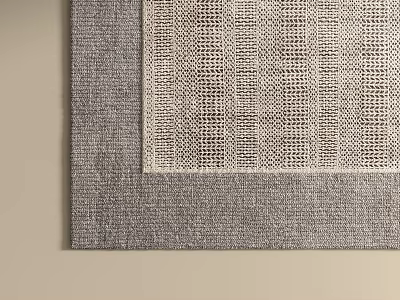 Modern Square Rug With Gray And White Woven Texture And Geometric Pattern Design For Interior 3d model