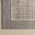 Modern Square Rug With Gray And White Woven Texture And Geometric Pattern Design For Interior