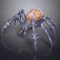 3D Fantasy Spider With Purple Spiked Legs Orange Brown Body And Red Eyes