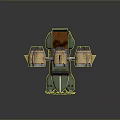 Vintage Styled Green Vehicle Model With Circular Turbine Engines And Front Grille Headlights