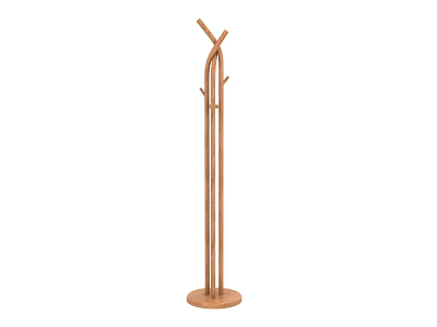 Wooden Free Standing Coat Rack with Multiple Hooks and Stable Round Base 3d model