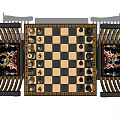 Classic Chess Board Game Setup With Wooden Chairs And Pieces