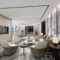 Modern Luxury Box Interior With Comfortable Seating Art Decor And Ambient Lighting 3d model