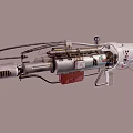Futuristic Mechanical Weapon With Metal Pipes Red Panels And Detailed Design