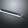 Large Metal Sword With Sharp Blade Brown Handle And Decorative Engravings 3d model