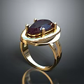 Elegant Gold Ring With Dark Oval Gemstone On Shiny Metal Band