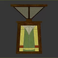 Vintage Stained Glass Table Lamp With Wooden Base And Colorful Patterns