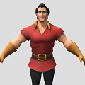 Muscular Animated Game Movie Character In Red Shirt With Yellow Collar And Gloves