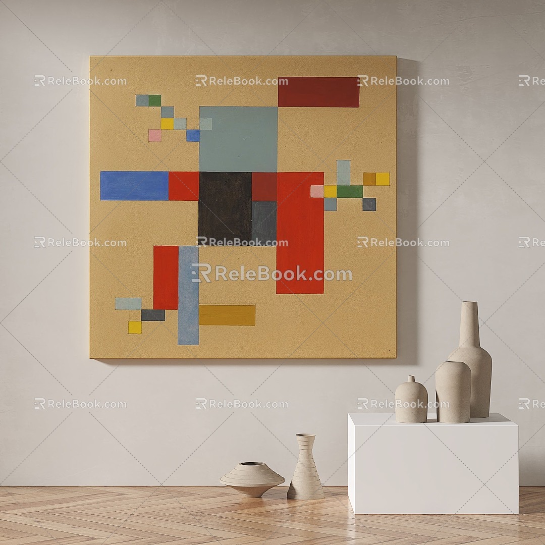 Modern minimalist abstract decorative painting 3d model