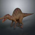 Realistic 3D Model Of Spinosaurus With Open Mouth And Purple Red Skin