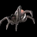 3D Spider Model With Pink Spherical Abdomen And Black Body Long Legs On Black Background