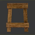 Square Top Wooden Stool With Natural Wood Grain And Sturdy Four Leg Design