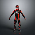 Stylish Black Red Motorcycle Riding Suit With Helmet And Protective Gear