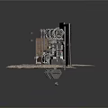 Industrial Scene Setup With Machinery Pipes Metal Structures And Bricks