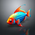 Vibrant Colorful Fish With Orange Head Blue Body Red Fins And Shiny Scales