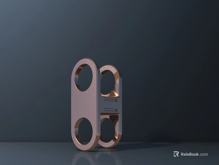 Copper Colored Public Facility Structure Featuring Four Circular Holes And Symmetric Design 3d model 