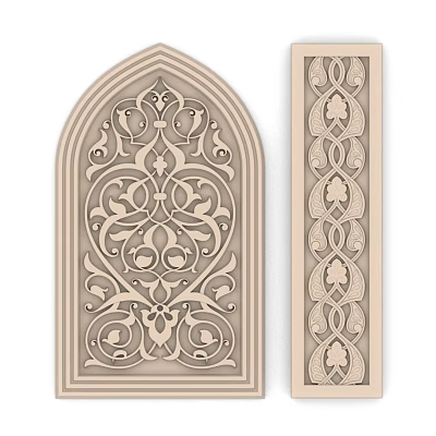 Arched And Long Strip Decorative Components With Intricate Carved Patterns 3d model