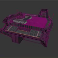 Industrial Mechanical Platform Design Featuring Grid Floor Metal Railings And Support Columns