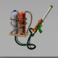 Homemade Toy Weapon With Bottles Rope Wooden Platform Green Stand And Orange Parts