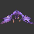 Fantastical Mythical Creature Character With Purple Body And Red Outstretched Wings