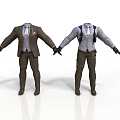 Man Wearing Different Colored Suits with Vest Tie and Backpack
