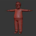 Elderly Man 3D Character Model With Glasses Sweater Vest And Outstretched Arms