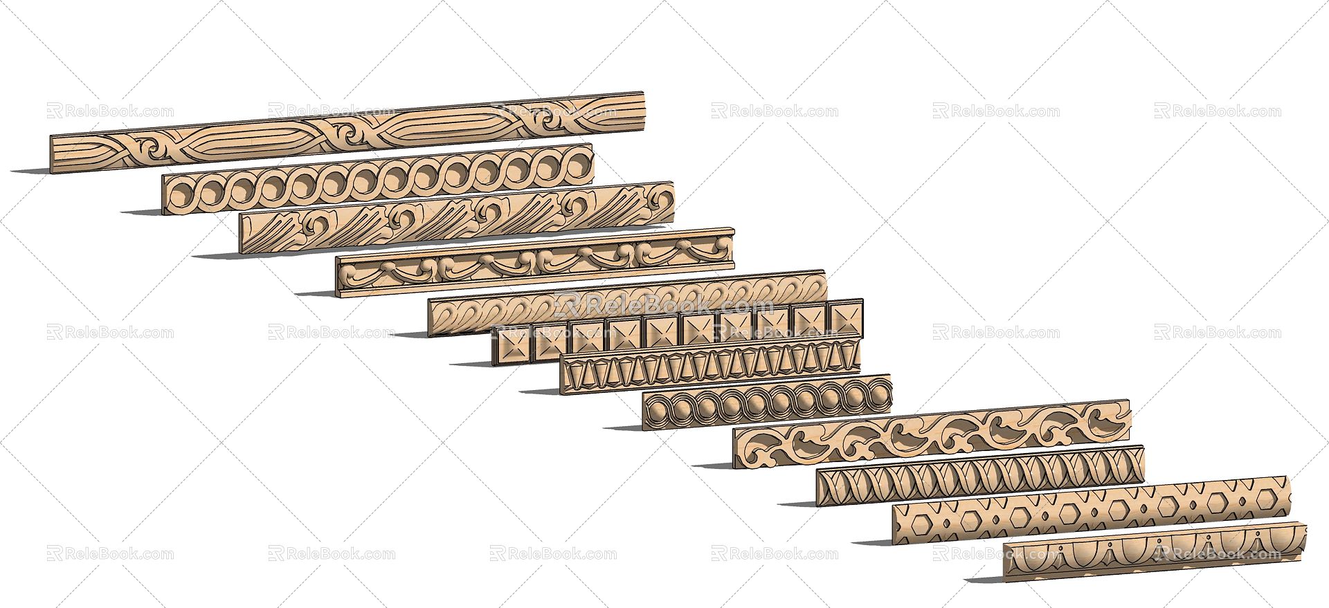 Jane Europe plaster line carved plaster line 3d model