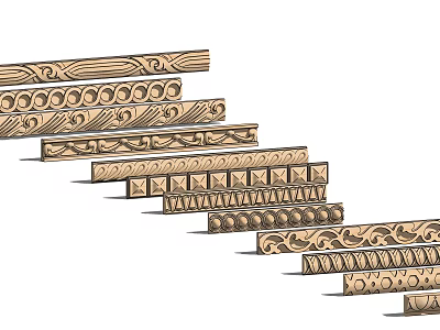 Different Styles Of Decorative Plaster Cornice With Intricate Patterns And Designs 3d model