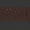 Elegant Classic Leather Tufted Two Seater Sofa with Rolled Arms 3d model