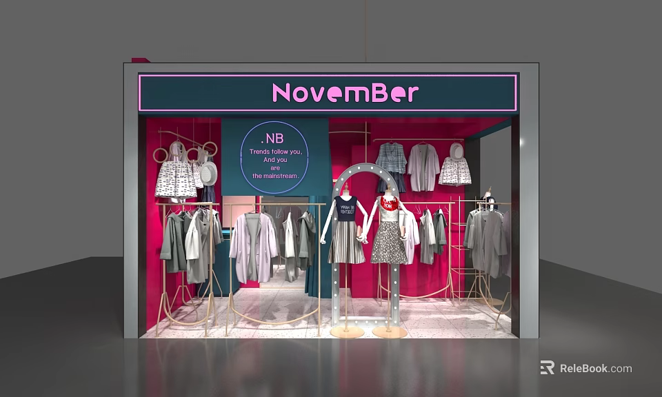 NovemBer Clothing Store With New Arrivals Limited Edition Apparel And Mannequin 3d model 