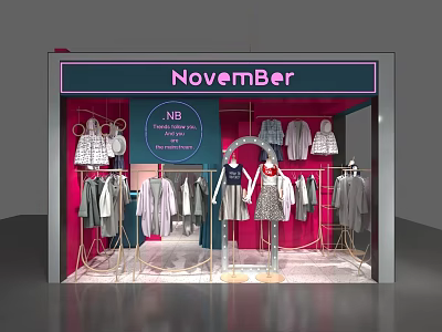 NovemBer Clothing Store With New Arrivals Limited Edition Apparel And Mannequin 3d model