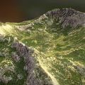 Mountain Garden Landscape With Green Vegetation And Rocky Natural Terrain